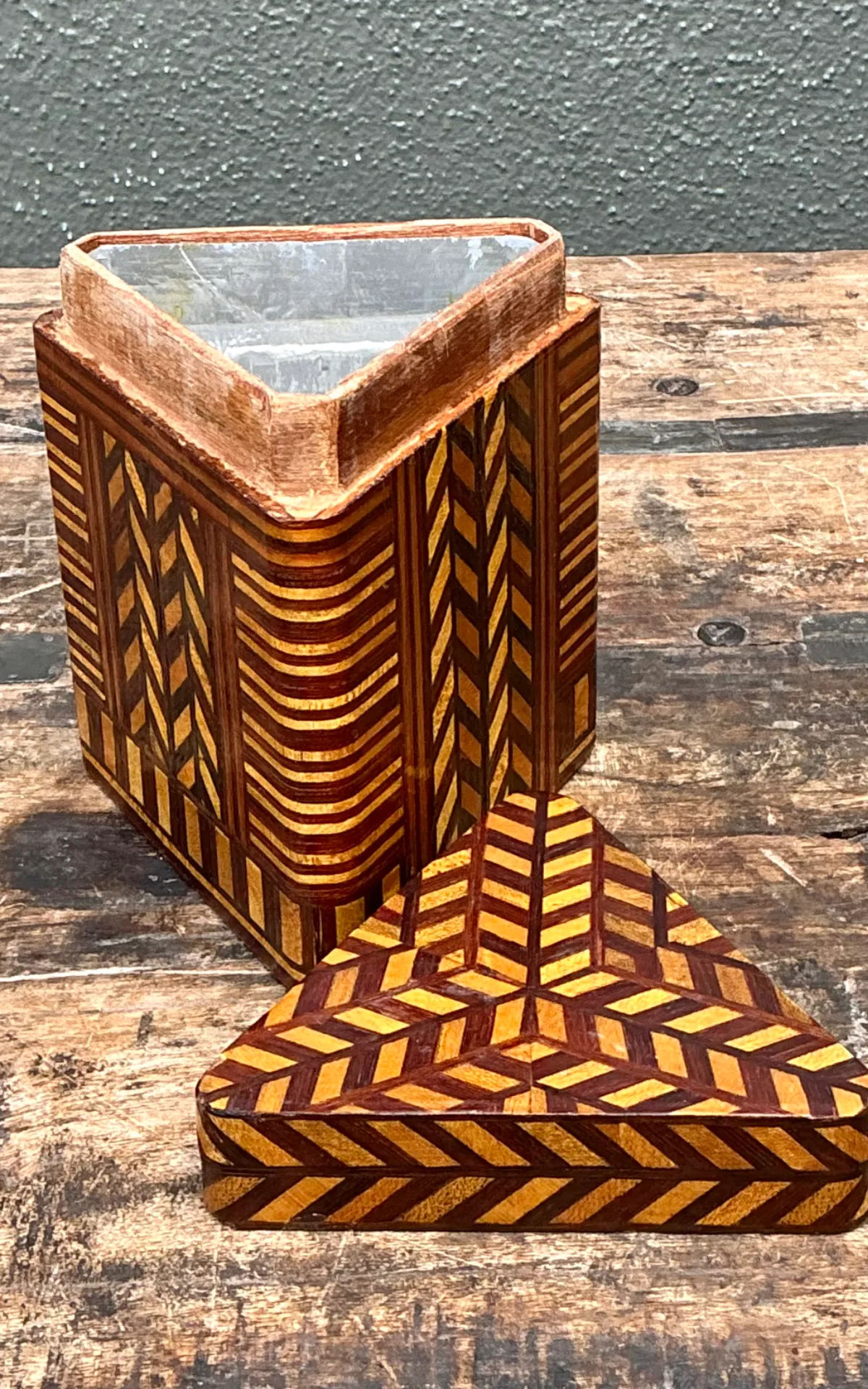 Vintage Geometric Inlaid Wood Box — additional photo 8