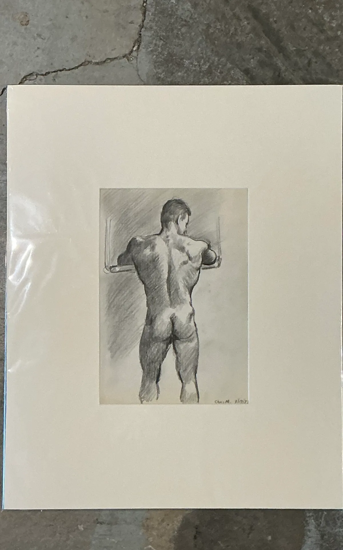 Vintage Original Figurative Watercolor In Mat — additional photo 4