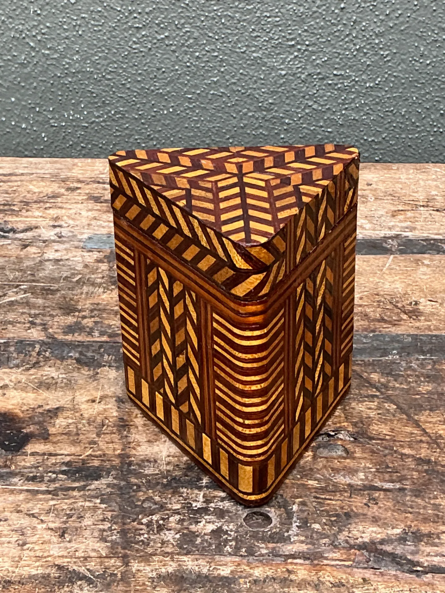 Vintage Geometric Inlaid Wood Box — additional photo 3