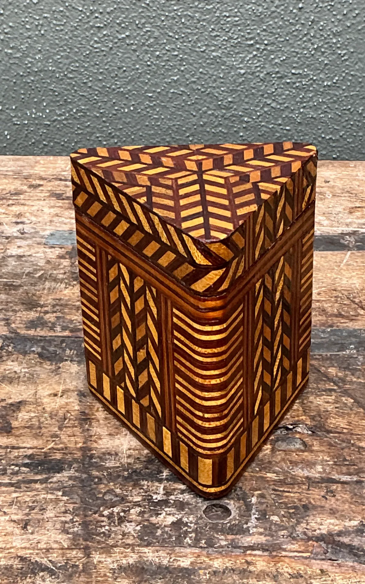 Vintage Geometric Inlaid Wood Box — additional photo 3