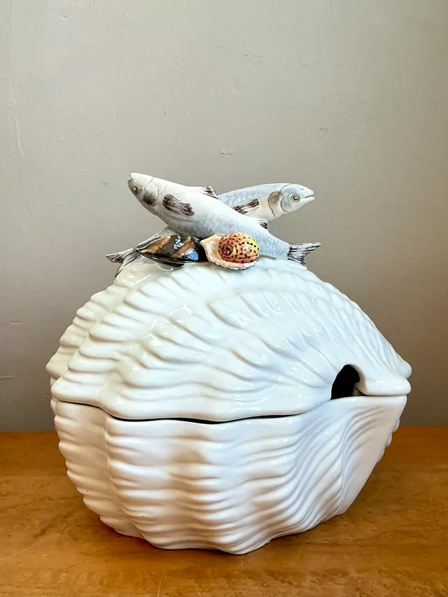 Vintage Italian Glazed Ceramic Fish Tureen — additional photo 3