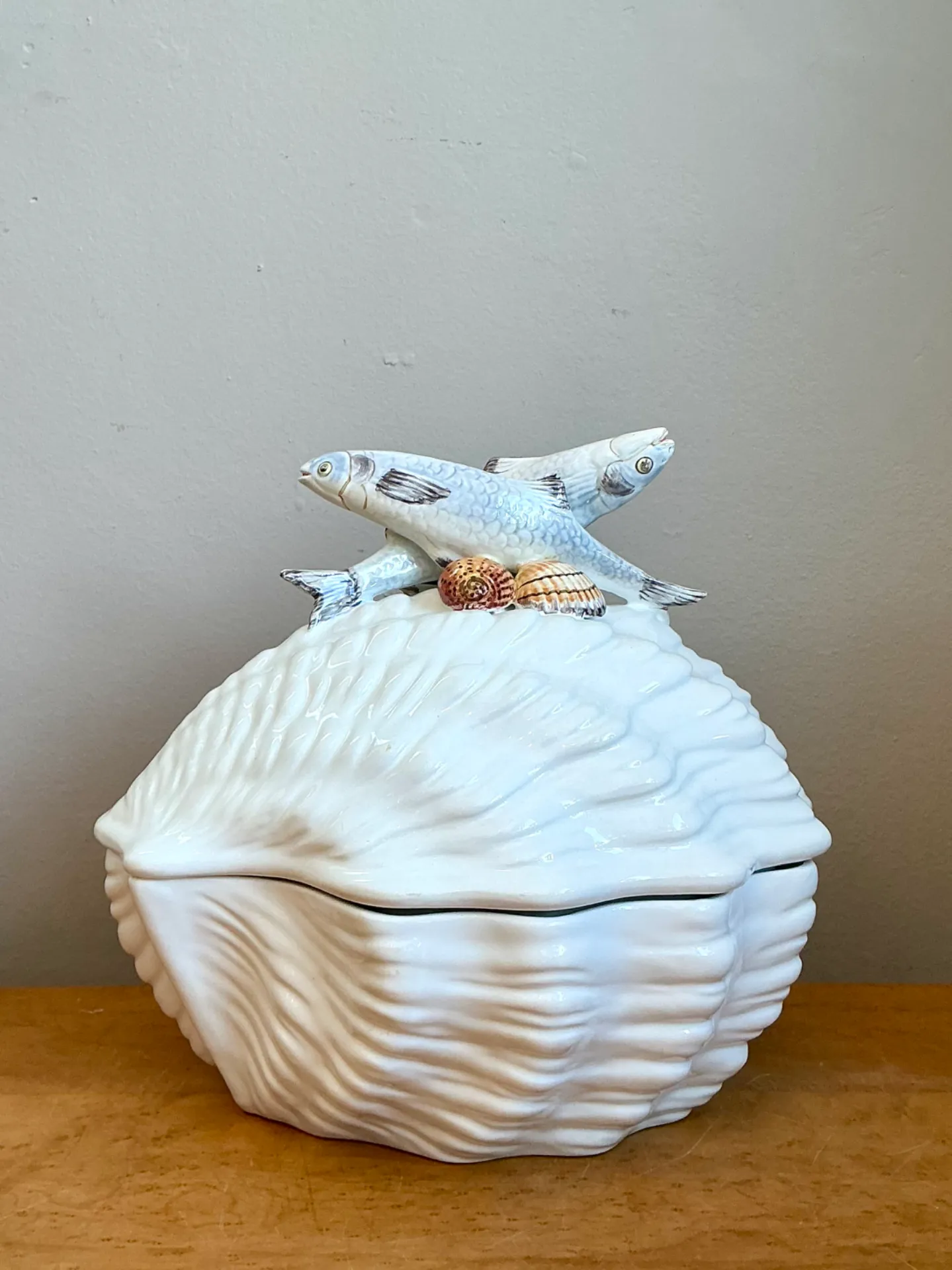 Vintage Italian Glazed Ceramic Fish Tureen — additional photo 1