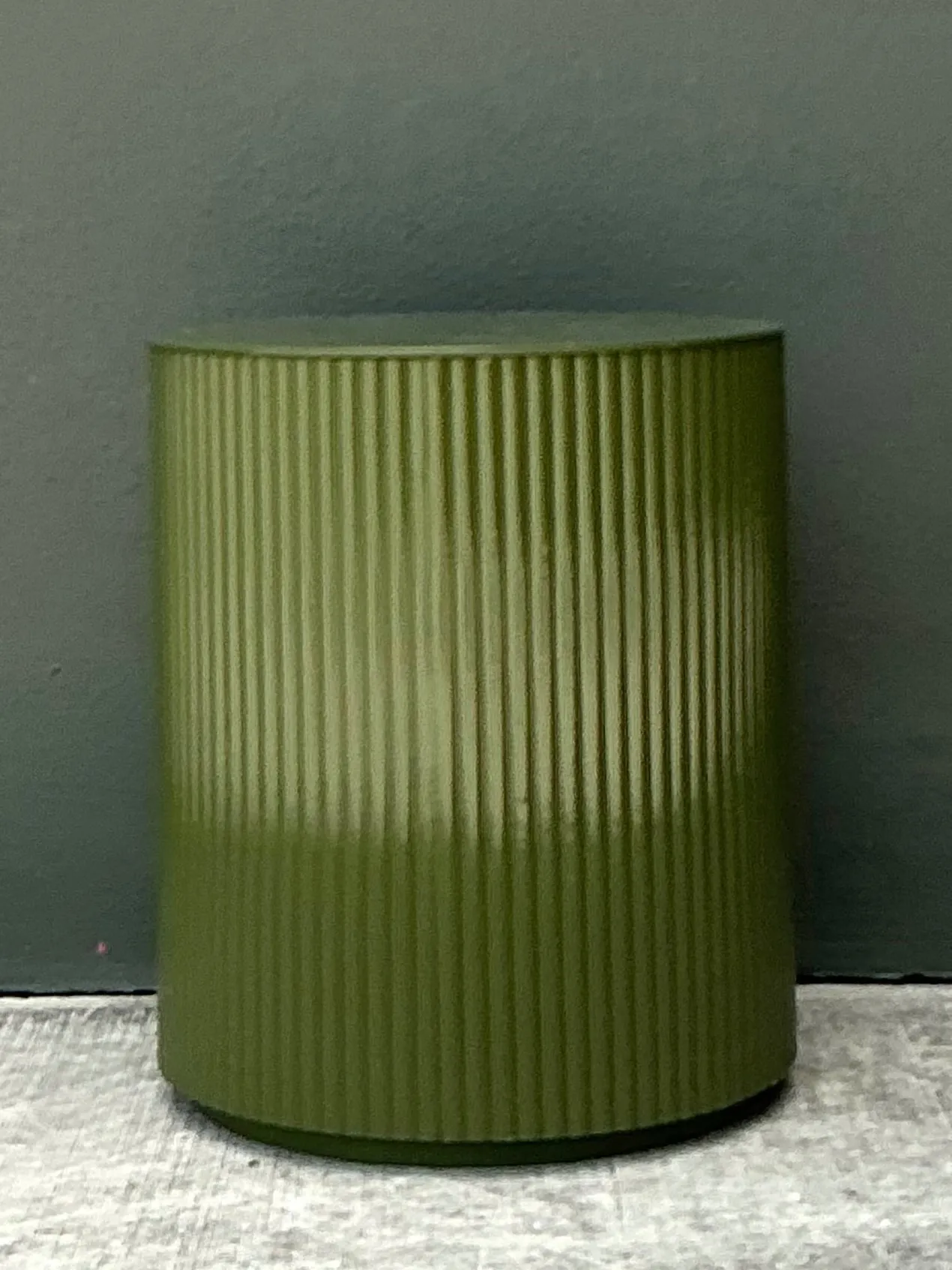 Vintage Green Lacquered Drum Storage Table — additional photo 2