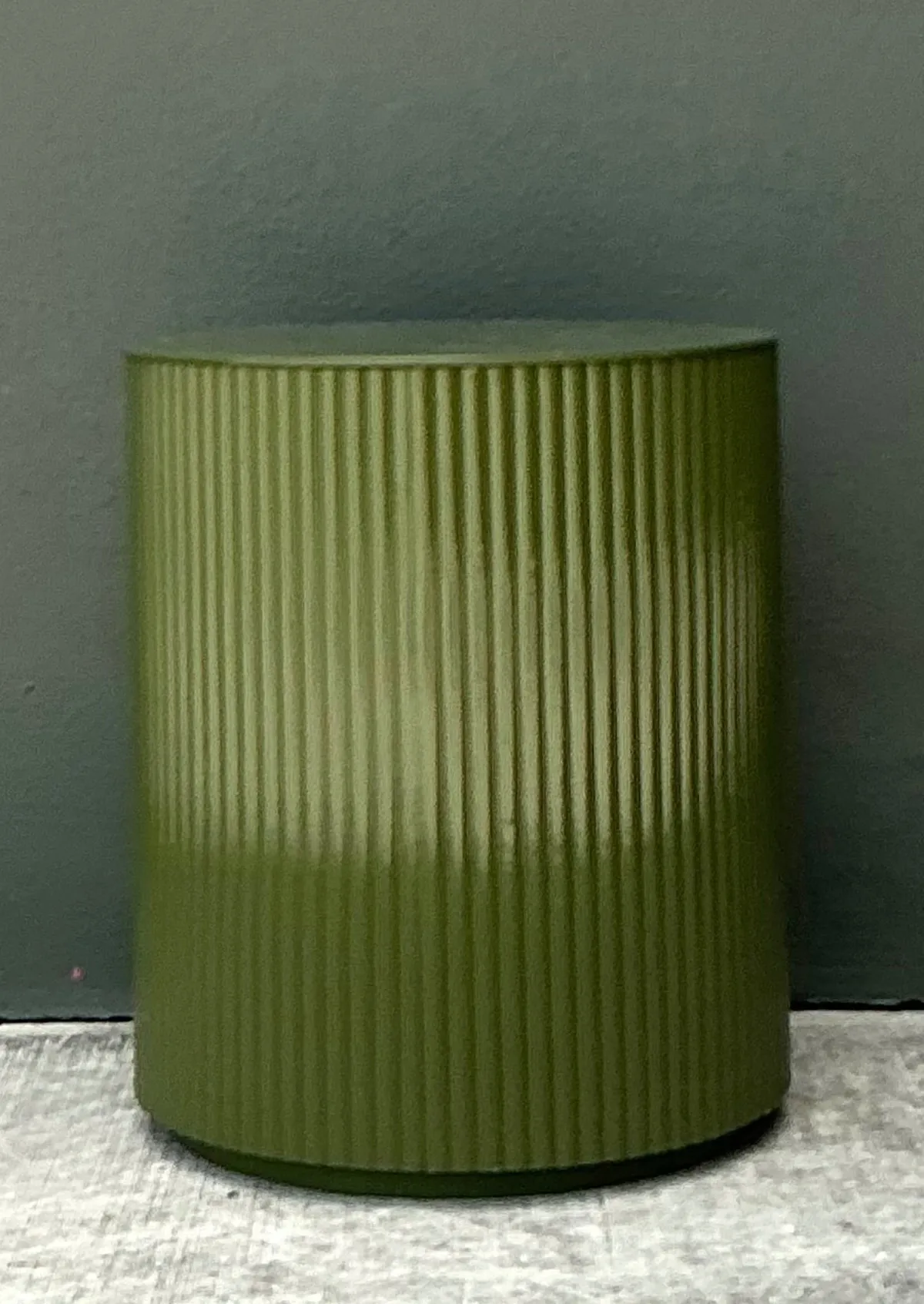 Vintage Green Lacquered Drum Storage Table — additional photo 2