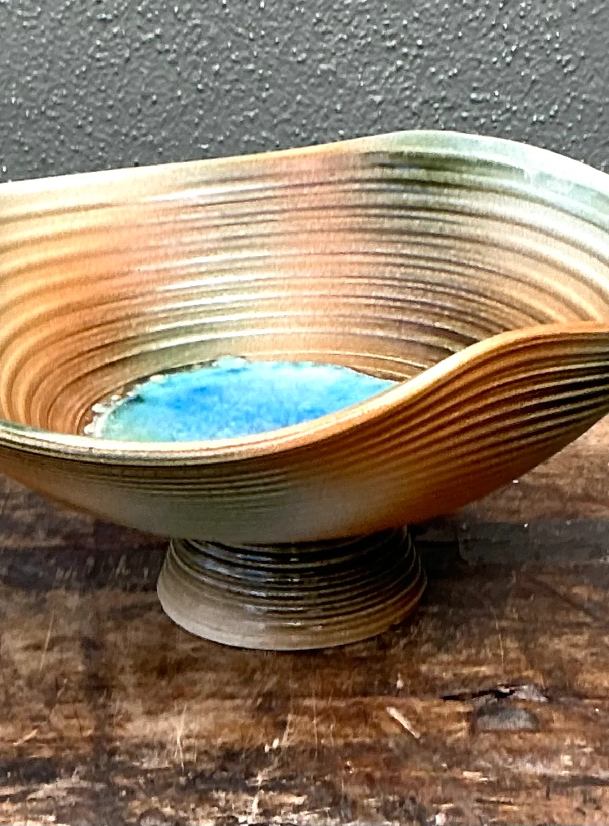 Vintage Original Blue and Green Studio Pottery Bowl