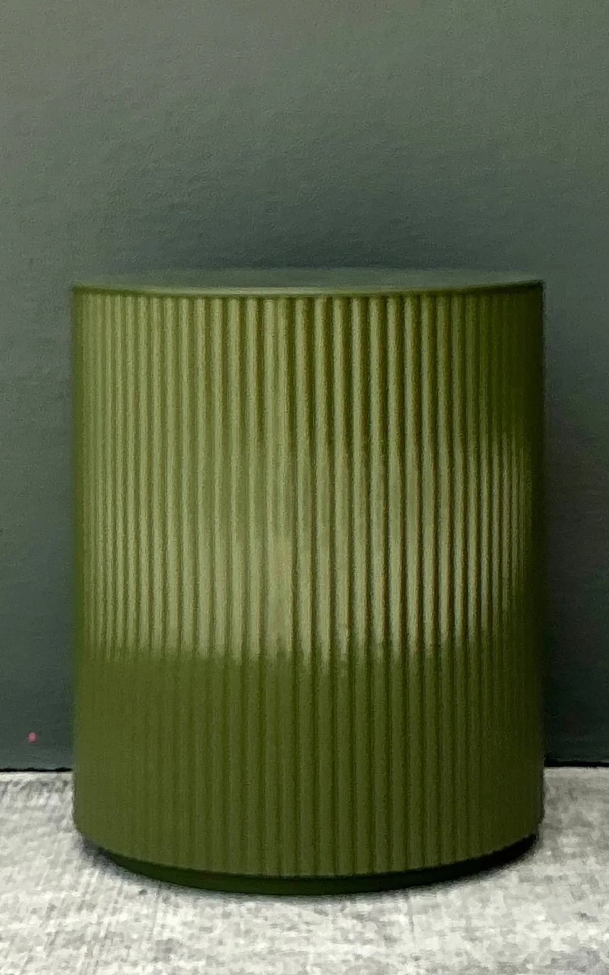 Vintage Green Lacquered Drum Storage Table — additional photo 3