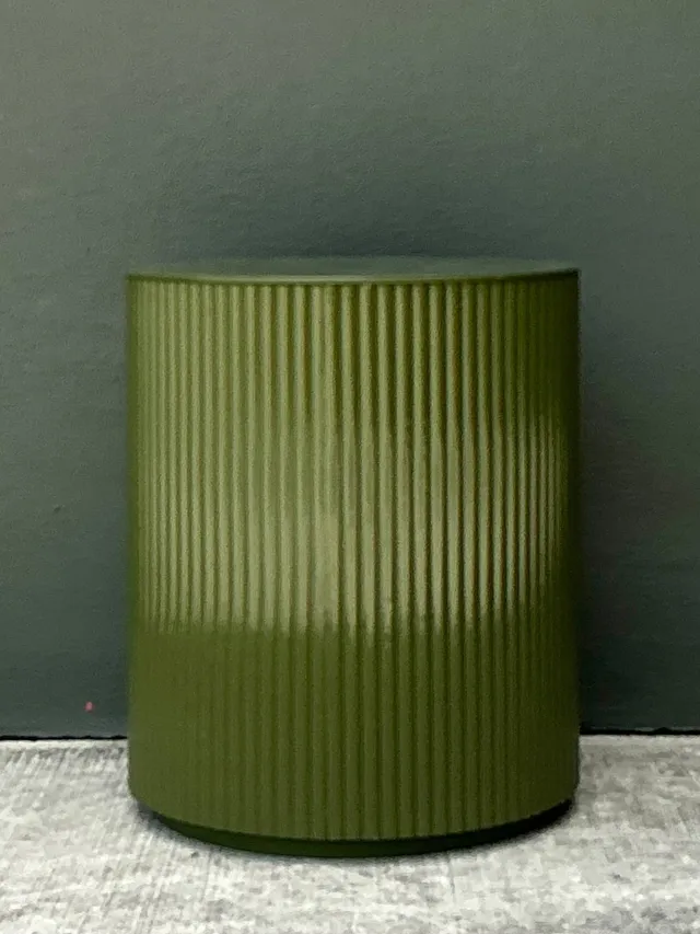 Vintage Green Lacquered Drum Storage Table — additional photo 3
