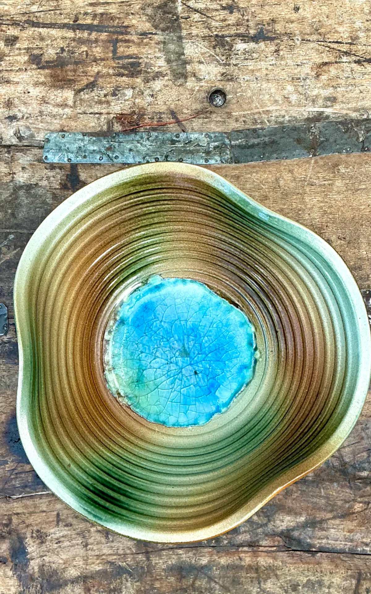 Vintage Original Blue and Green Studio Pottery Bowl — additional photo 4