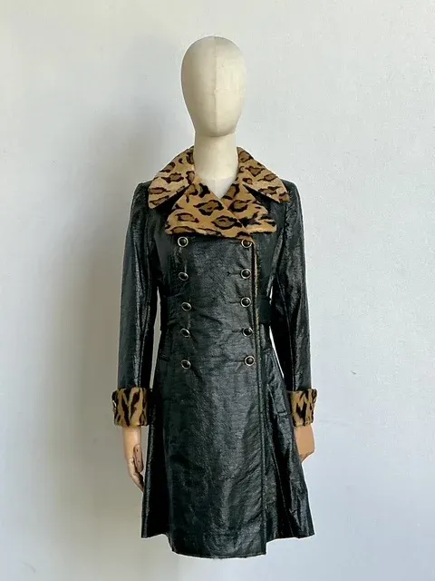 Vintage Luisant Lacquered Patent Jacket with Faux Fur — additional photo 1