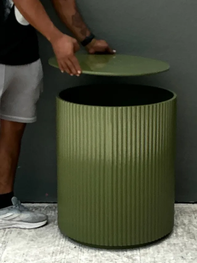 Vintage Green Lacquered Drum Storage Table — additional photo 1