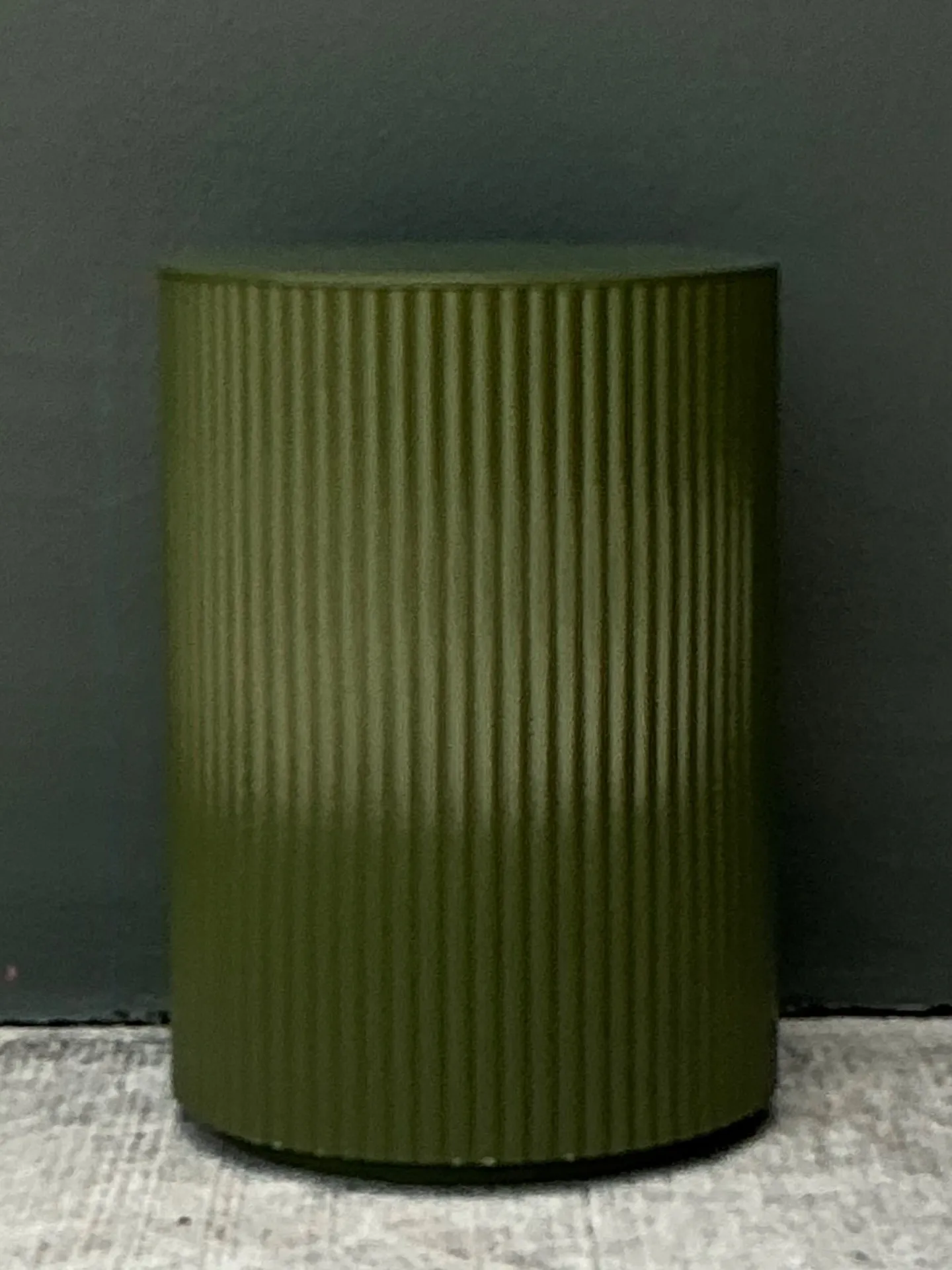 Vintage Green Lacquered Drum Side Storage Table — additional photo 2
