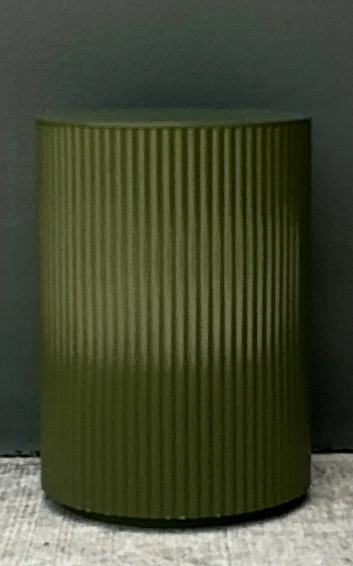 Vintage Green Lacquered Drum Side Storage Table - Side view