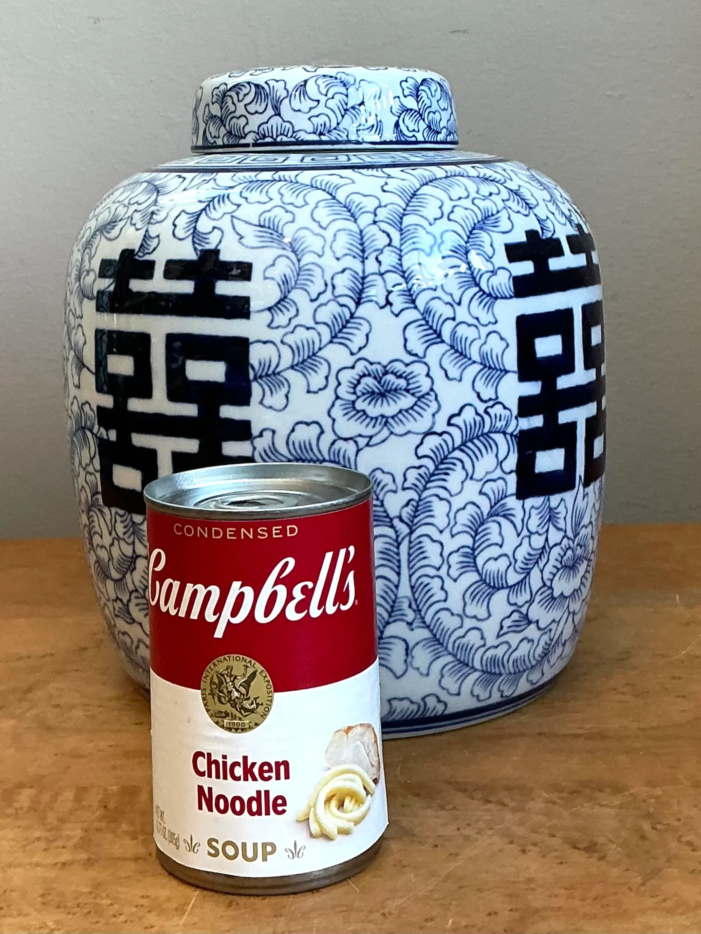 Vintage Double Happiness Blue and White Ceramic Jar — additional photo 5