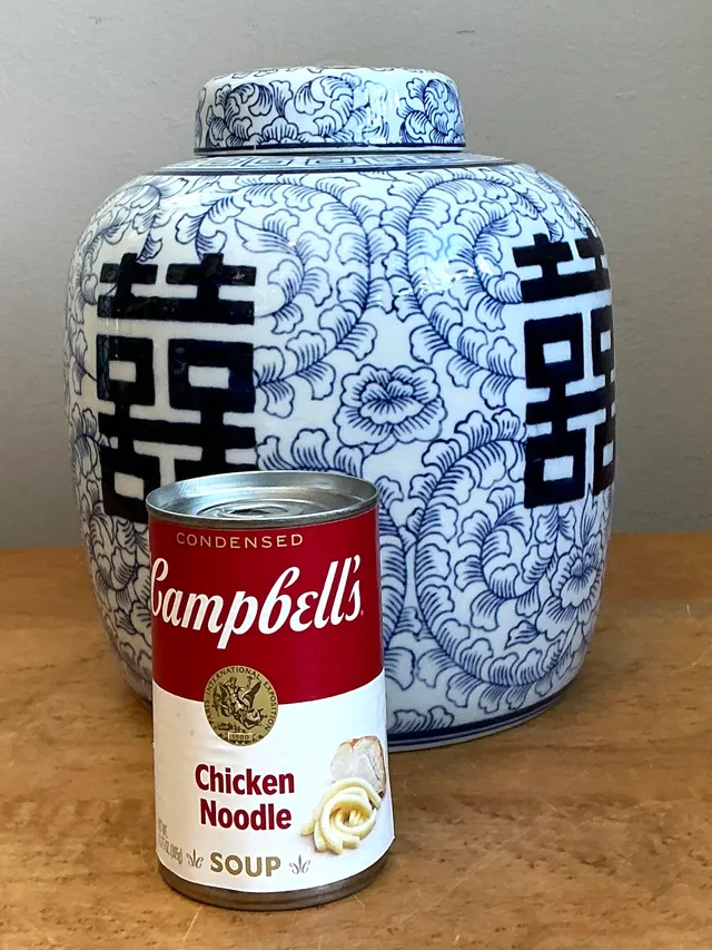 Vintage Double Happiness Blue and White Ceramic Jar — additional photo 5