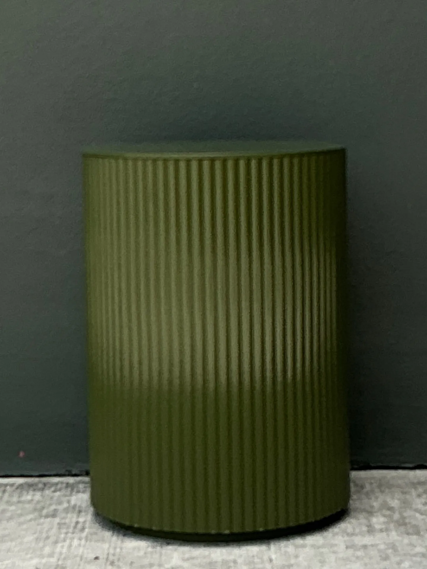 Vintage Green Lacquered Drum Side Storage Table — additional photo 3