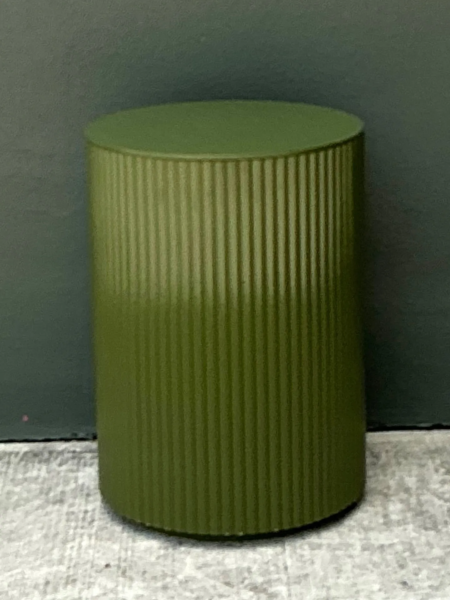 Vintage Green Lacquered Drum Side Storage Table — additional photo 4