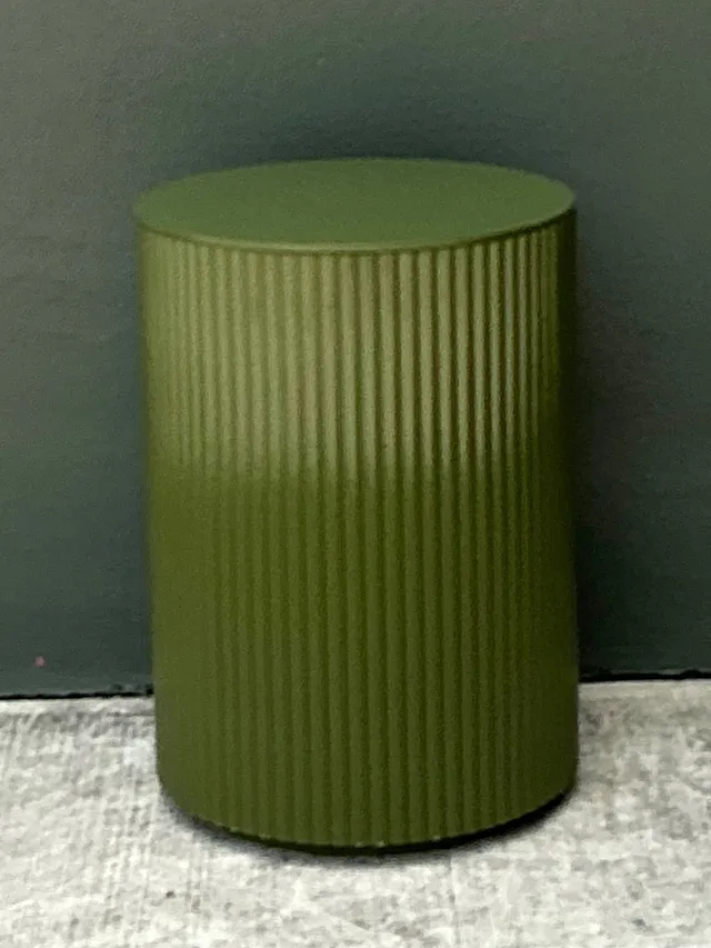 Vintage Green Lacquered Drum Side Storage Table — additional photo 4