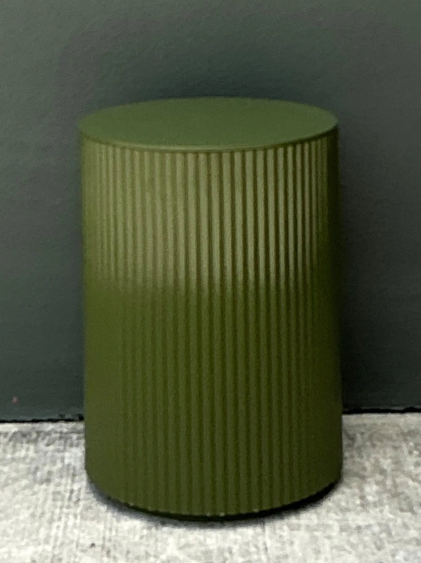 Vintage Green Lacquered Drum Side Storage Table — additional photo 5