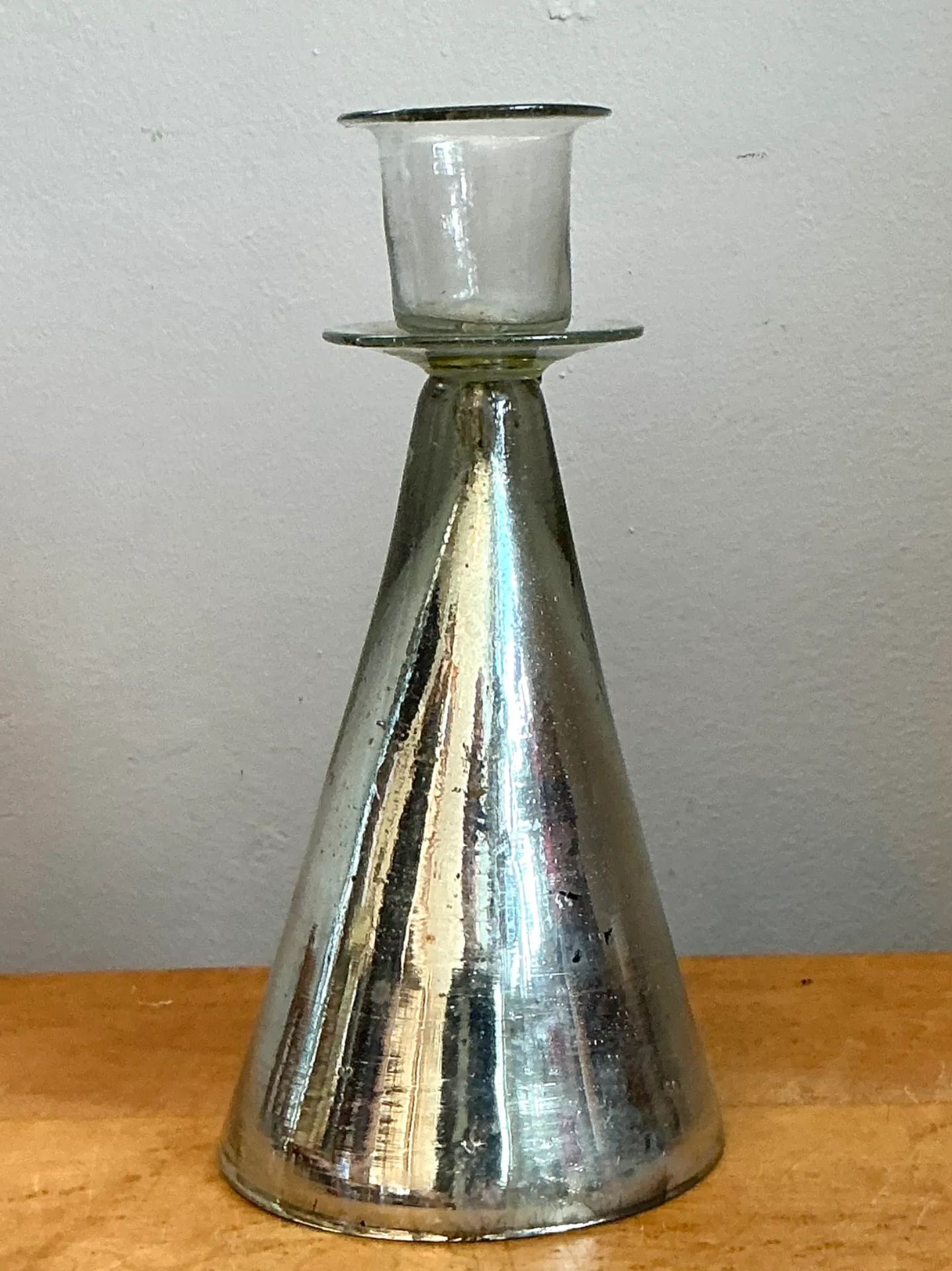 Vintage Silvered Glass Candle Holder — additional photo 3