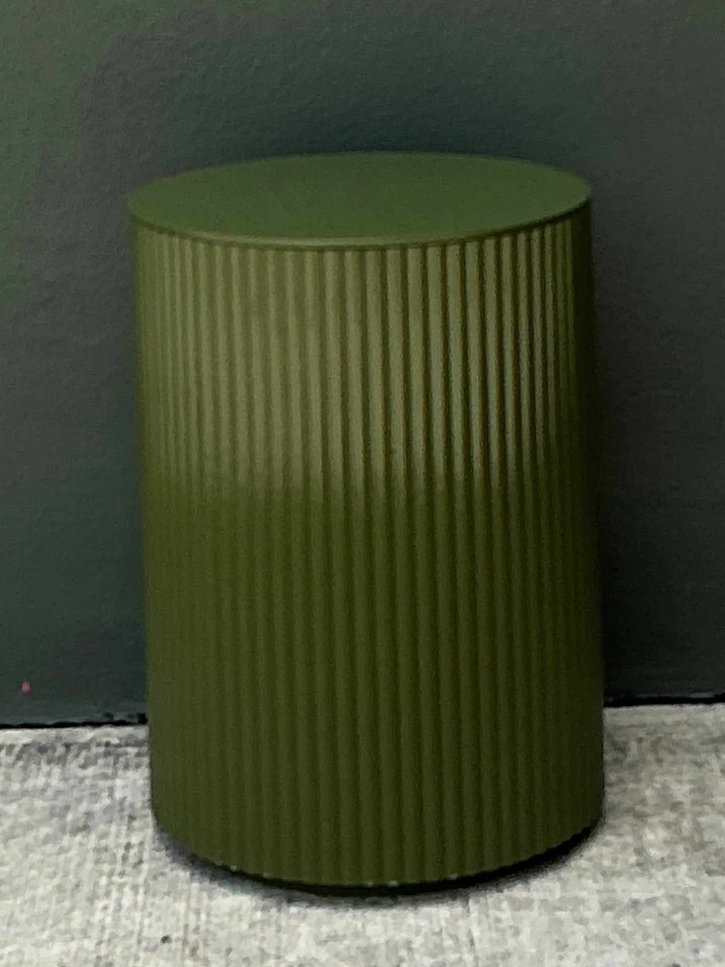 Vintage Green Lacquered Drum Side Storage Table — additional photo 7