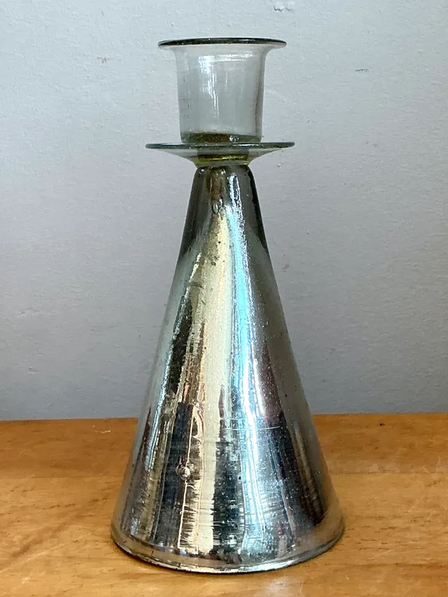 Vintage Silvered Glass Candle Holder — additional photo 8