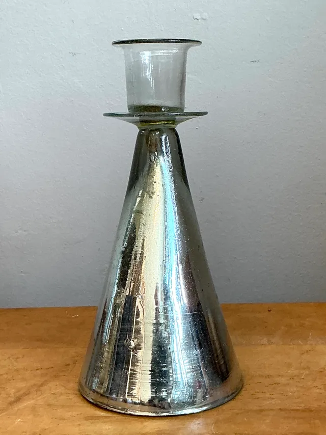 Vintage Silvered Glass Candle Holder — additional photo 1