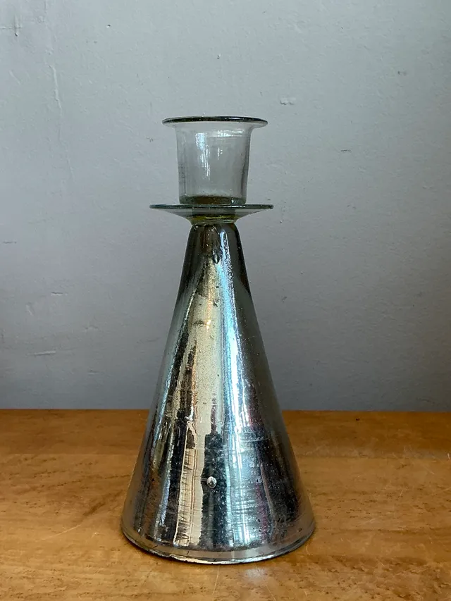 Vintage Silvered Glass Candle Holder — additional photo 2