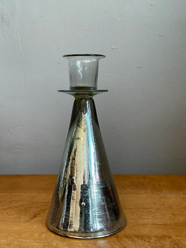 Vintage Silvered Glass Candle Holder — additional photo 6