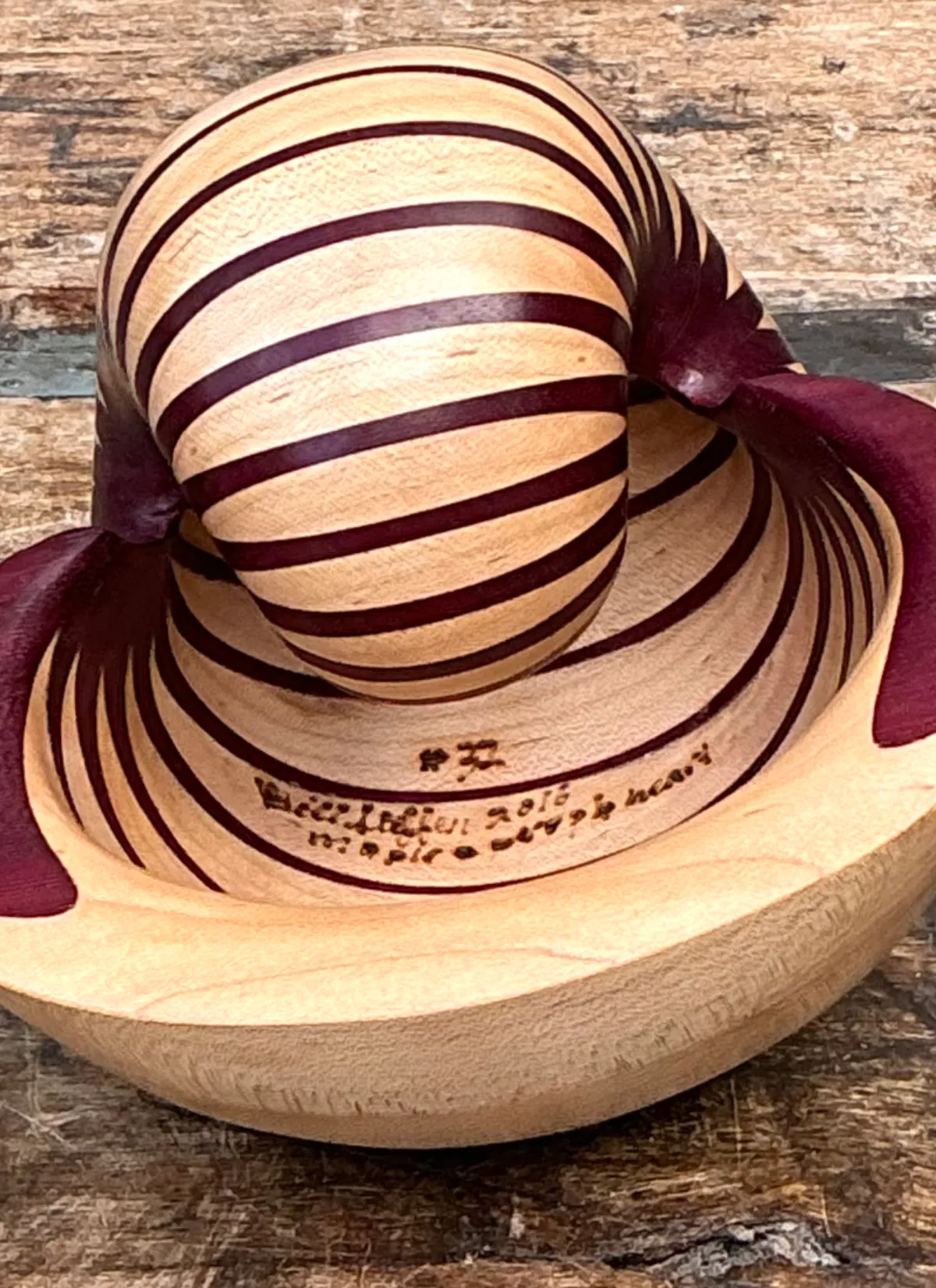 Vintage Handcrafted Wood Nautilus Form