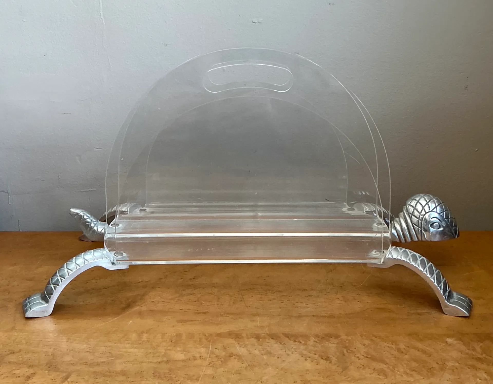 Vintage Lucite and Metal Turtle Magazine Rack — additional photo 1