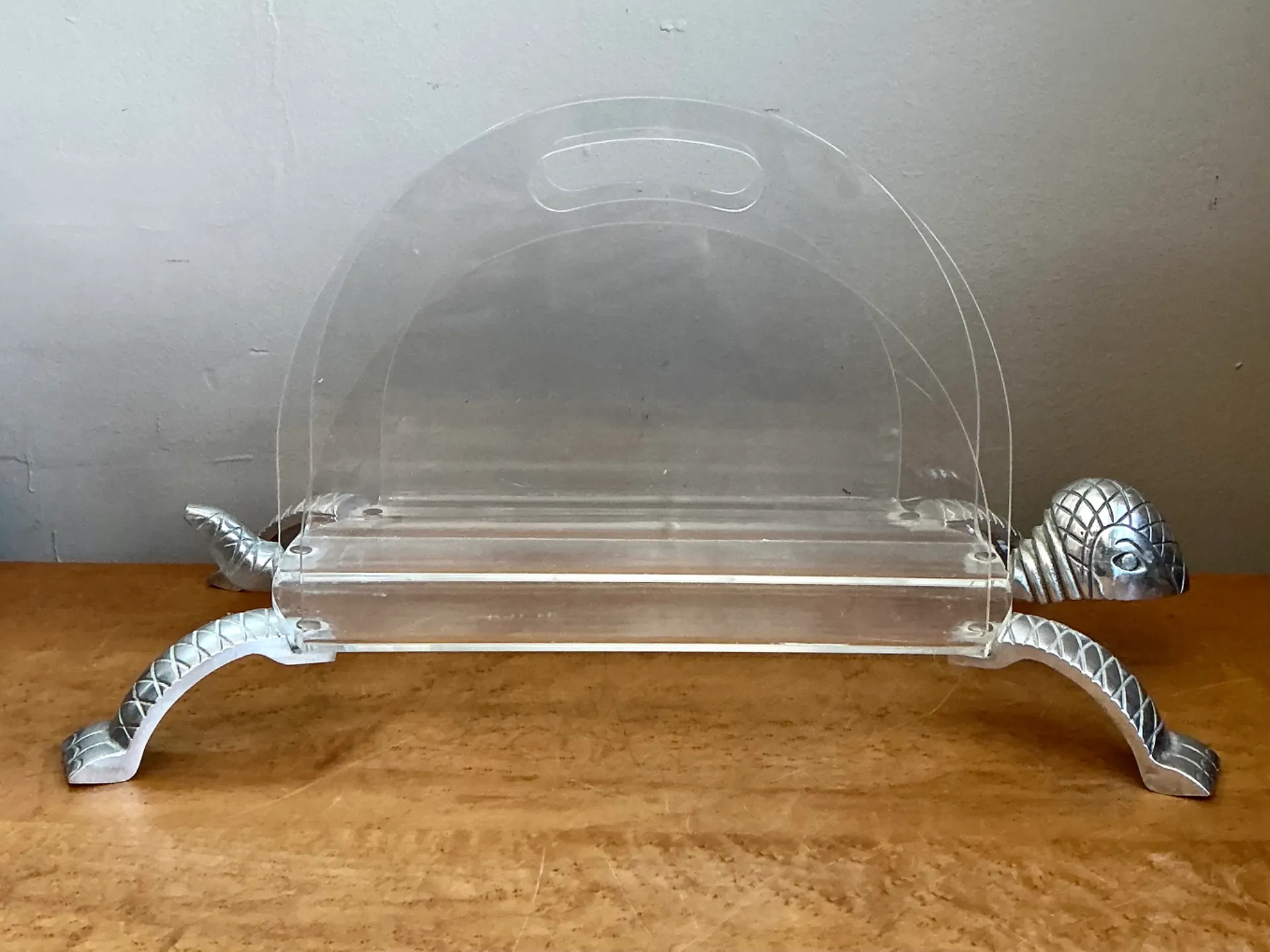 Vintage Lucite and Metal Turtle Magazine Rack — additional photo 4
