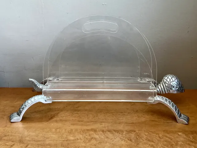 Vintage Lucite and Metal Turtle Magazine Rack — additional photo 4