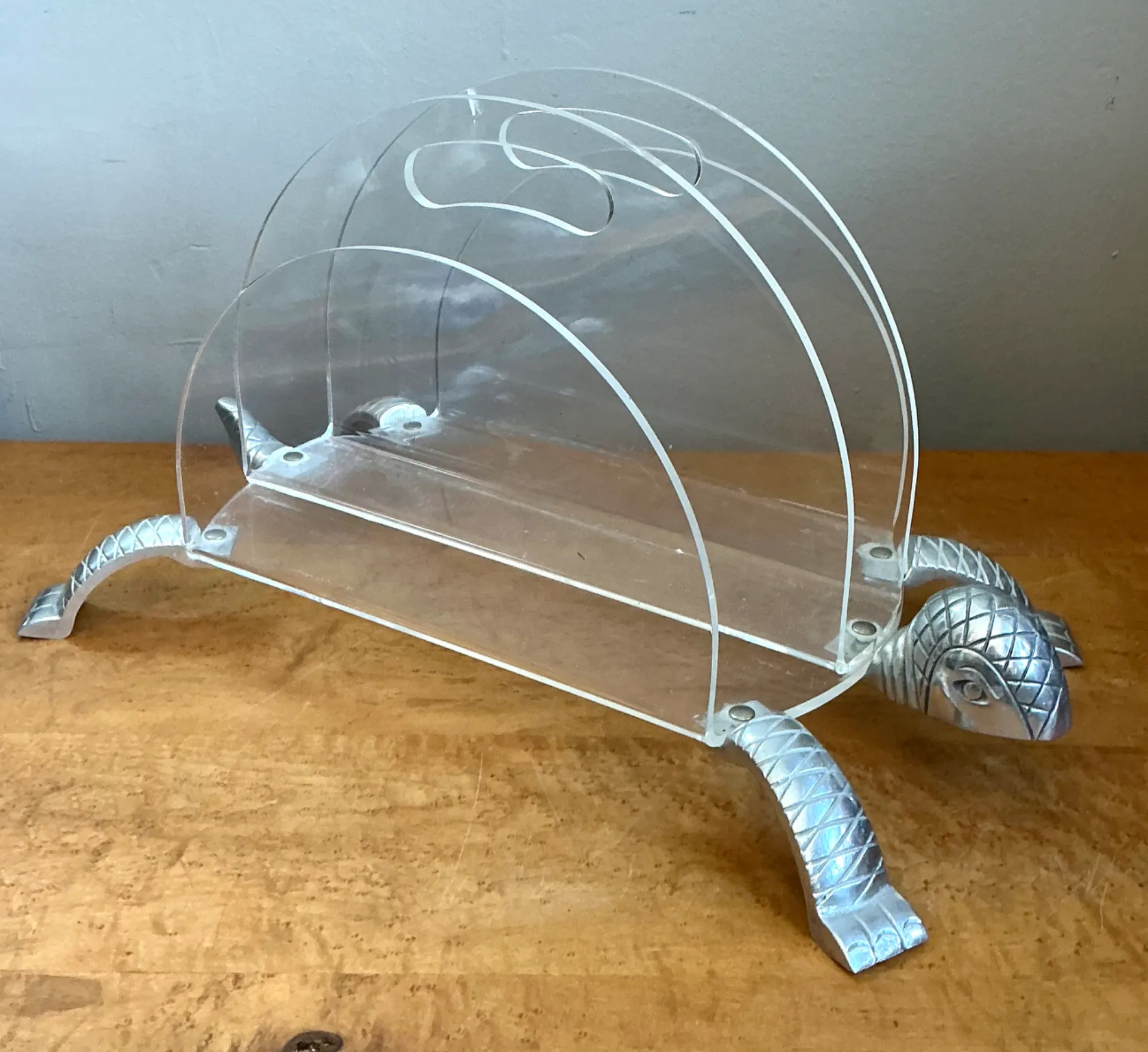 Vintage Lucite and Metal Turtle Magazine Rack — additional photo 5