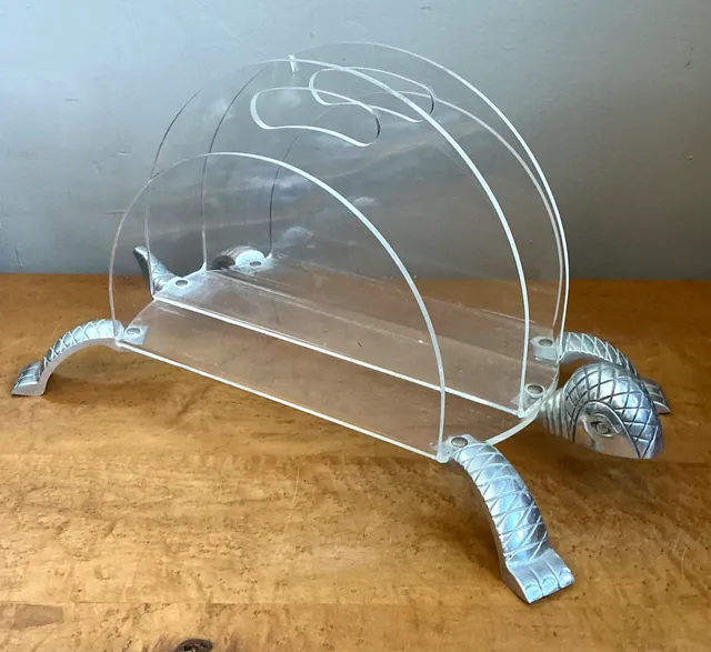 Vintage Lucite and Metal Turtle Magazine Rack — additional photo 5