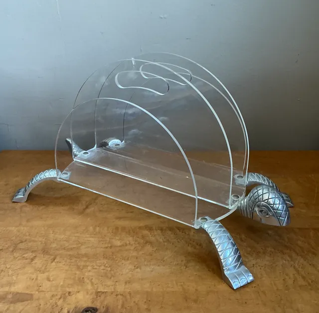 Vintage Lucite and Metal Turtle Magazine Rack — additional photo 6