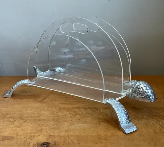 Vintage Lucite and Metal Turtle Magazine Rack — additional photo 7