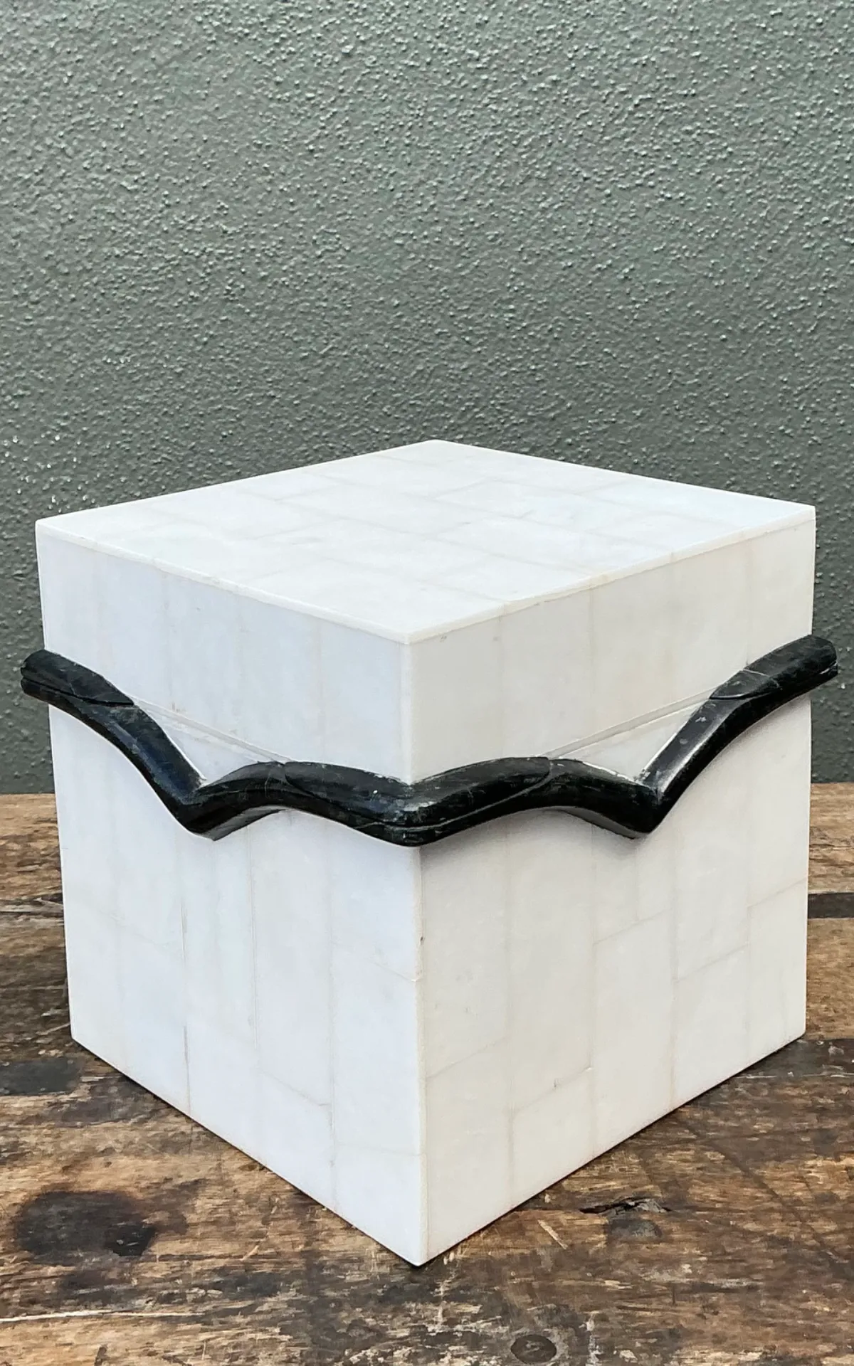 Vintage Black and White Stone Box