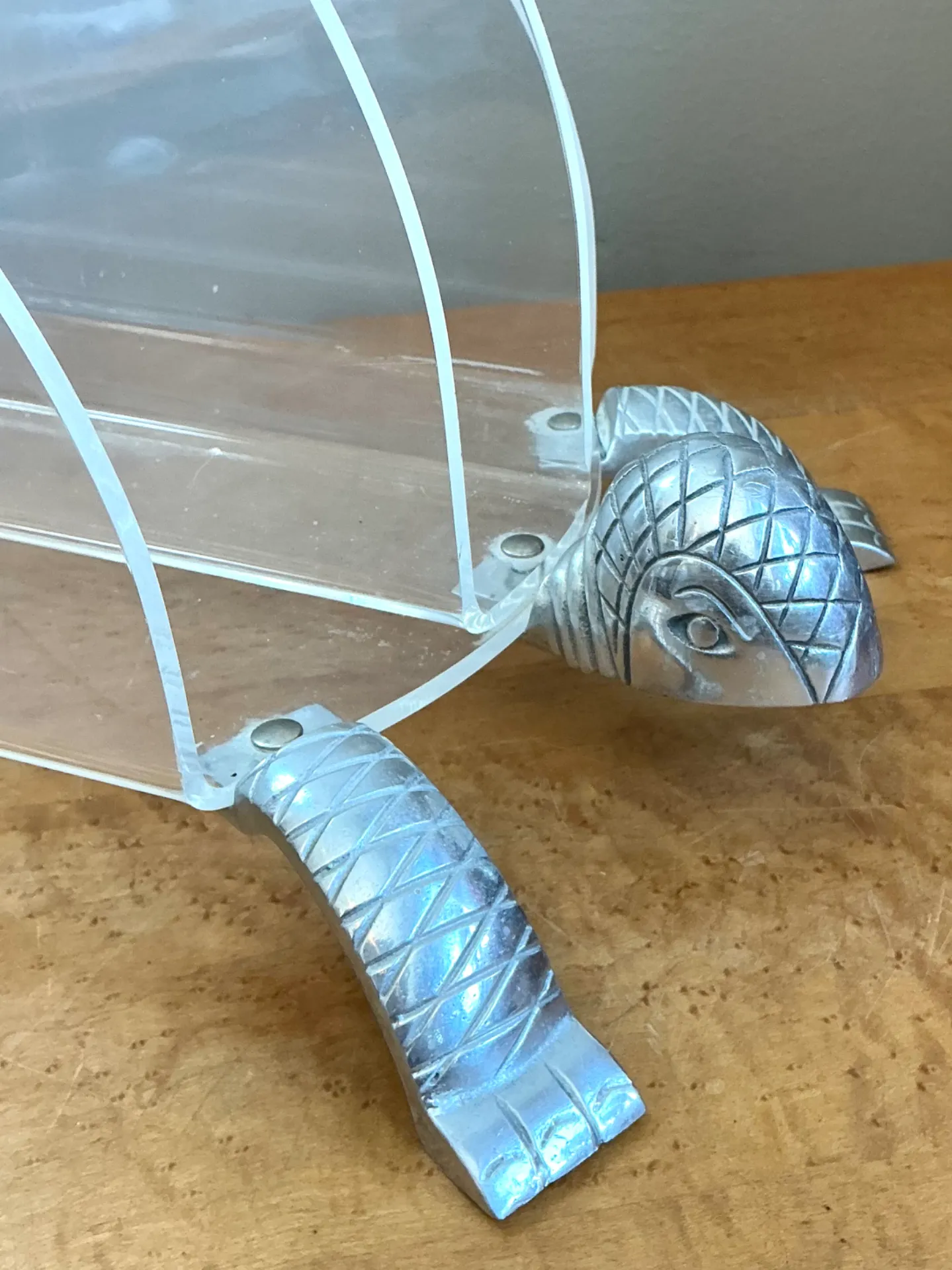 Vintage Lucite and Metal Turtle Magazine Rack — additional photo 3