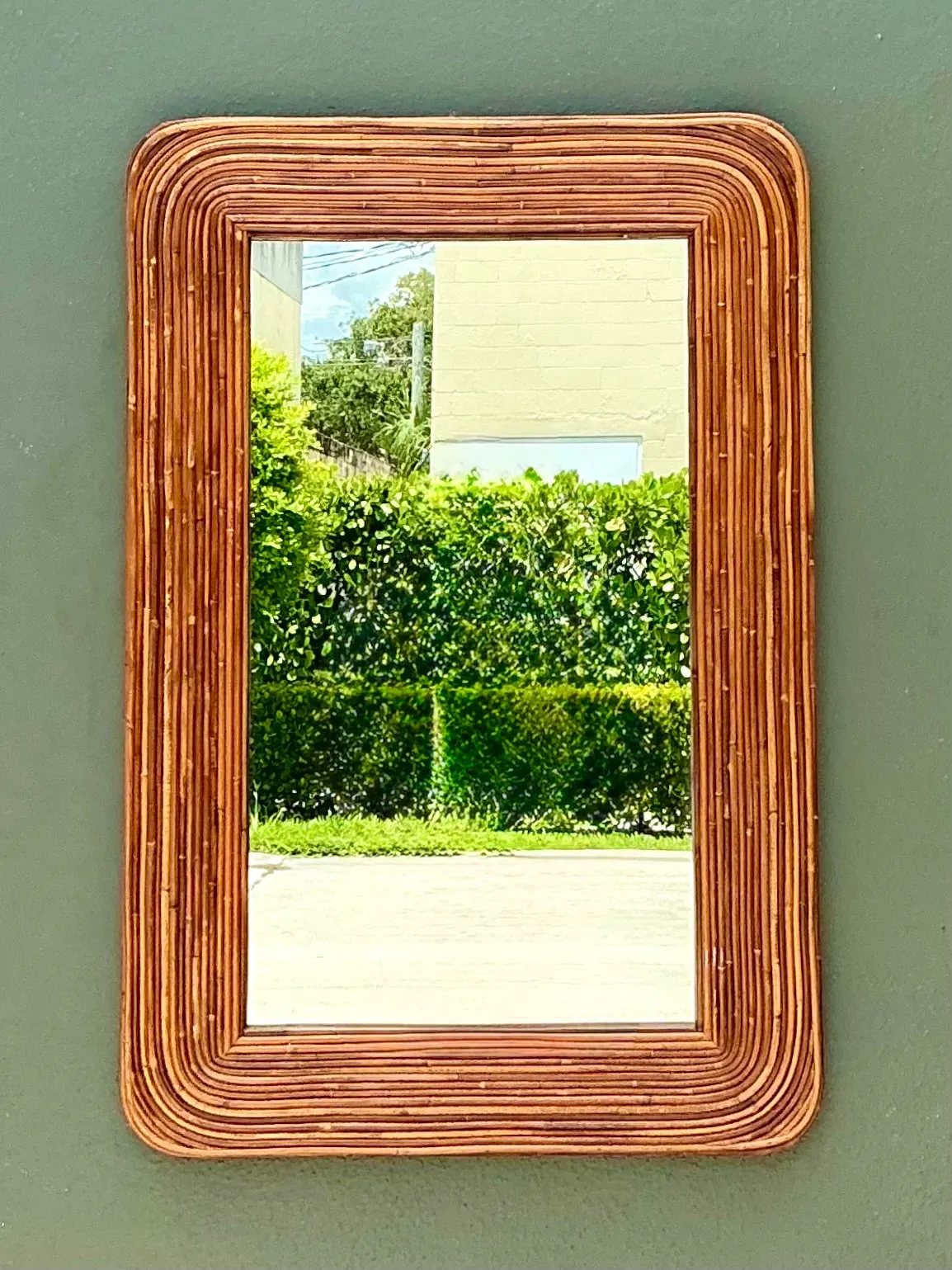 Vintage Pencil Reed Mirror After Gabriella Crespi — additional photo 5