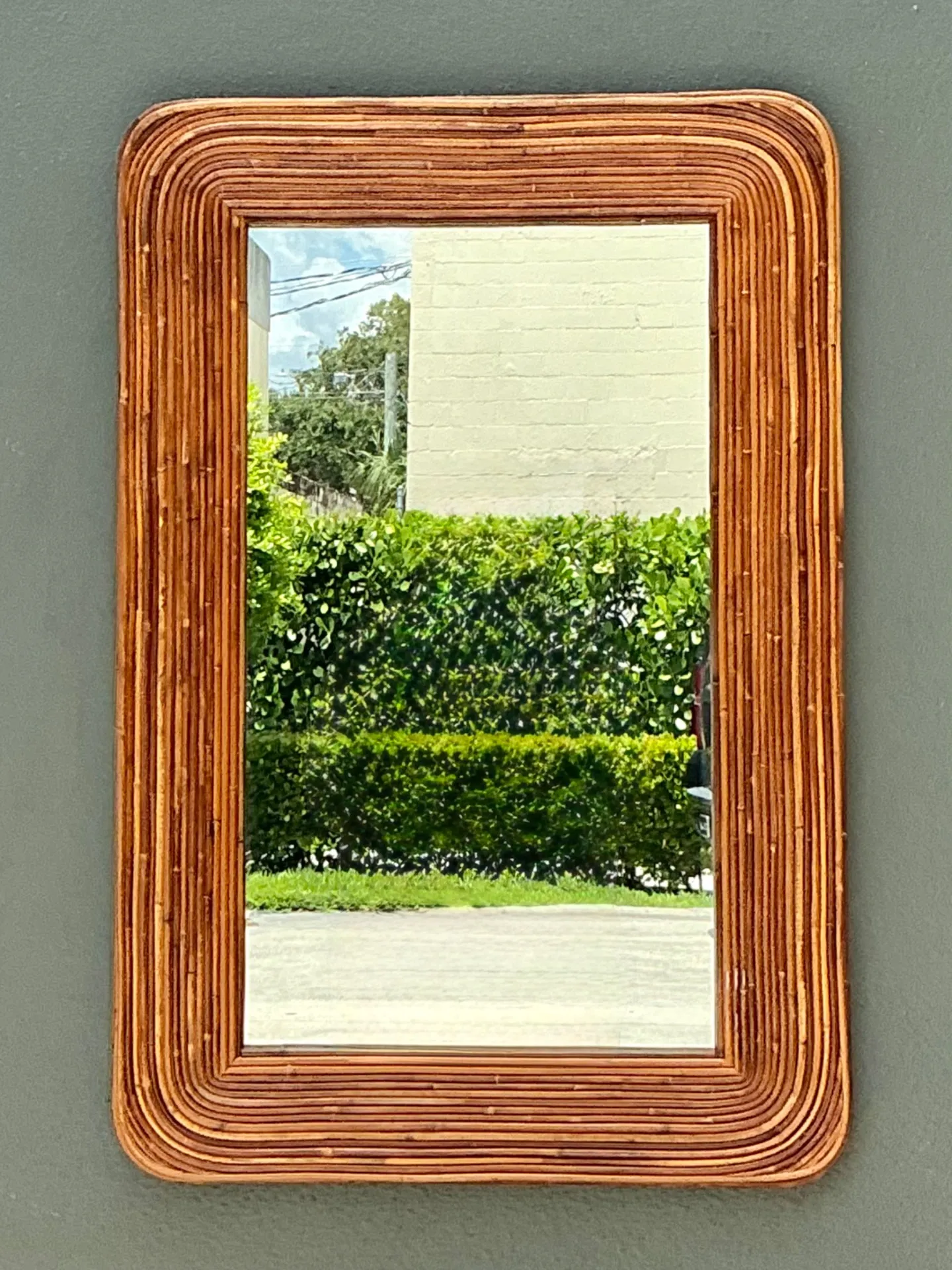 Vintage Pencil Reed Mirror After Gabriella Crespi — additional photo 1