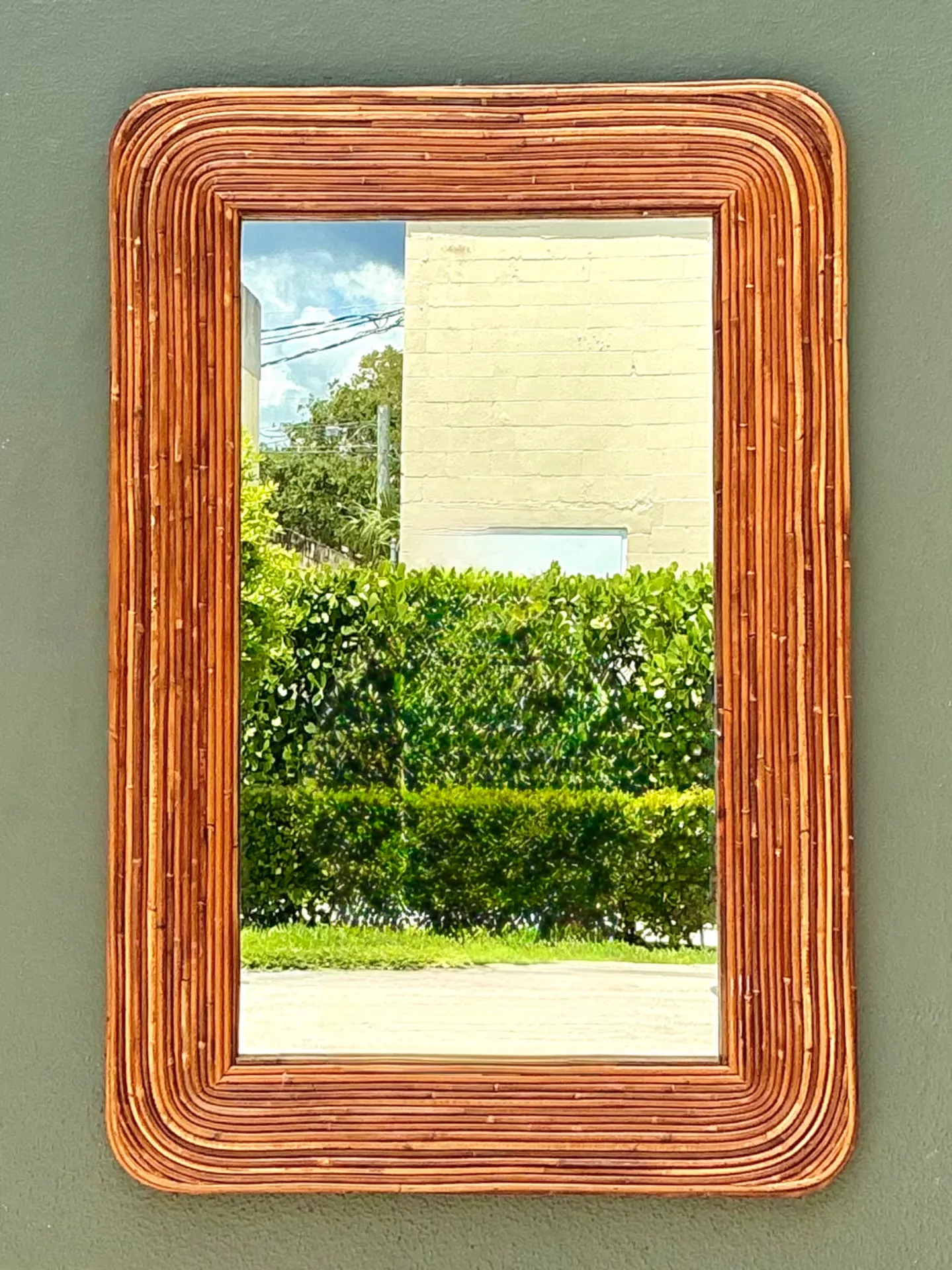 Vintage Pencil Reed Mirror After Gabriella Crespi — additional photo 4