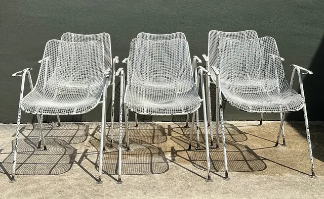 Vintage MCM Russell Woodard Wire Mesh Patio Chairs - Set of 6 — additional photo 8