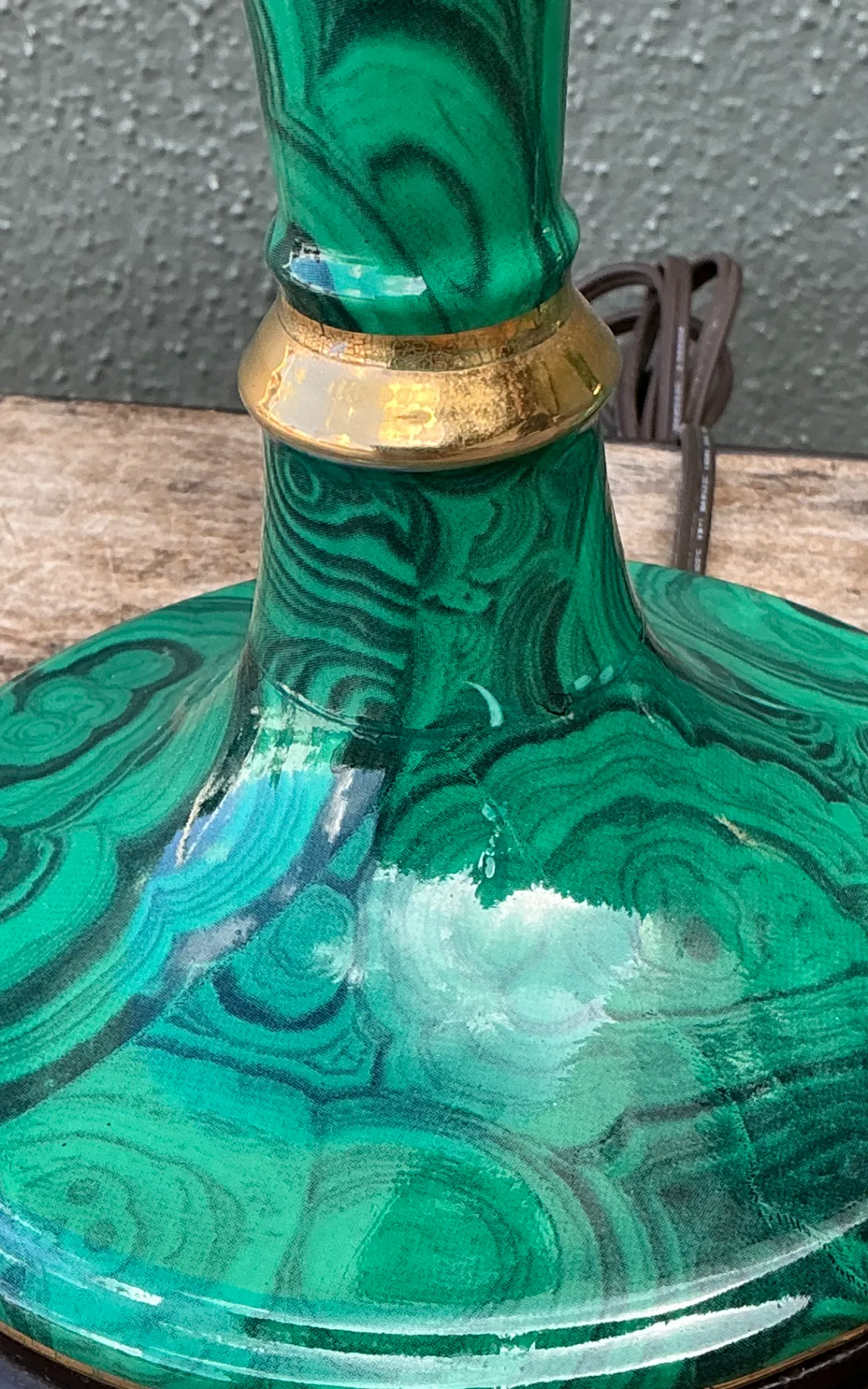 Vintage Green Lacquered Candlestick Table Lamps - Pair — additional photo 3