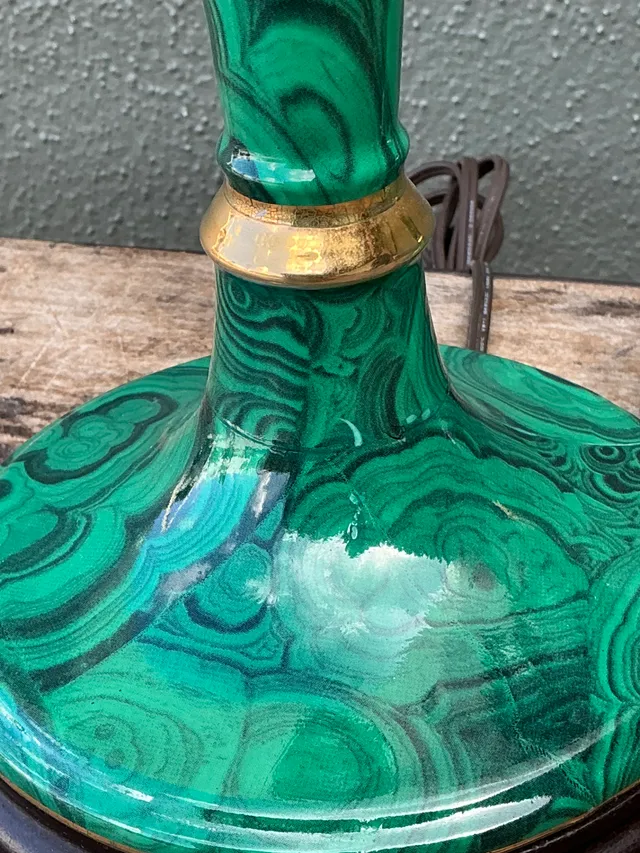 Vintage Green Lacquered Candlestick Table Lamps - Pair — additional photo 3