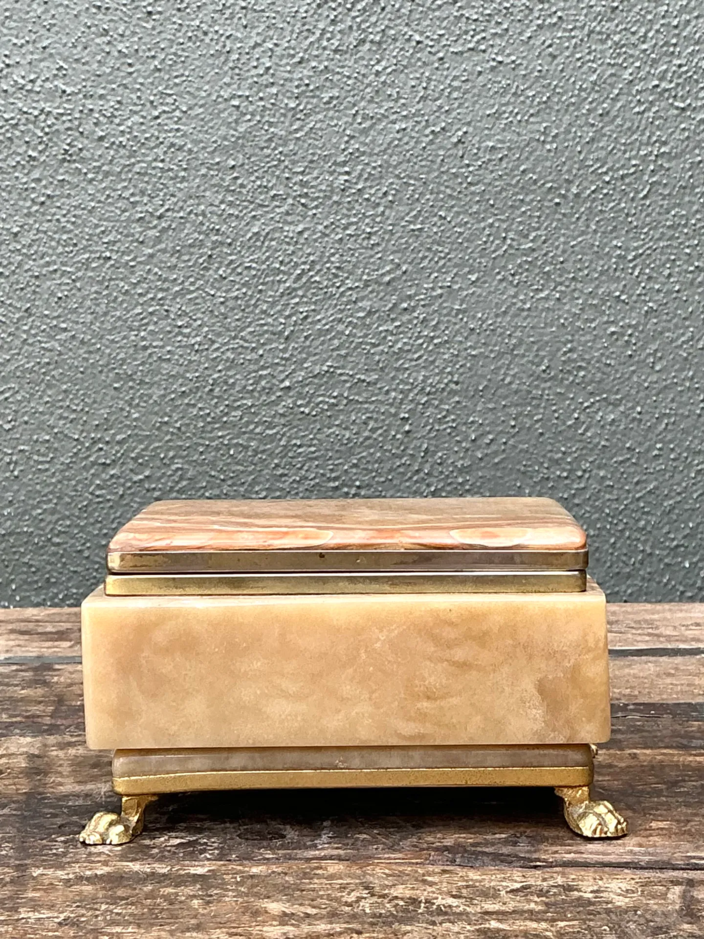 Vintage Onyx and Brass Footed Box — additional photo 1