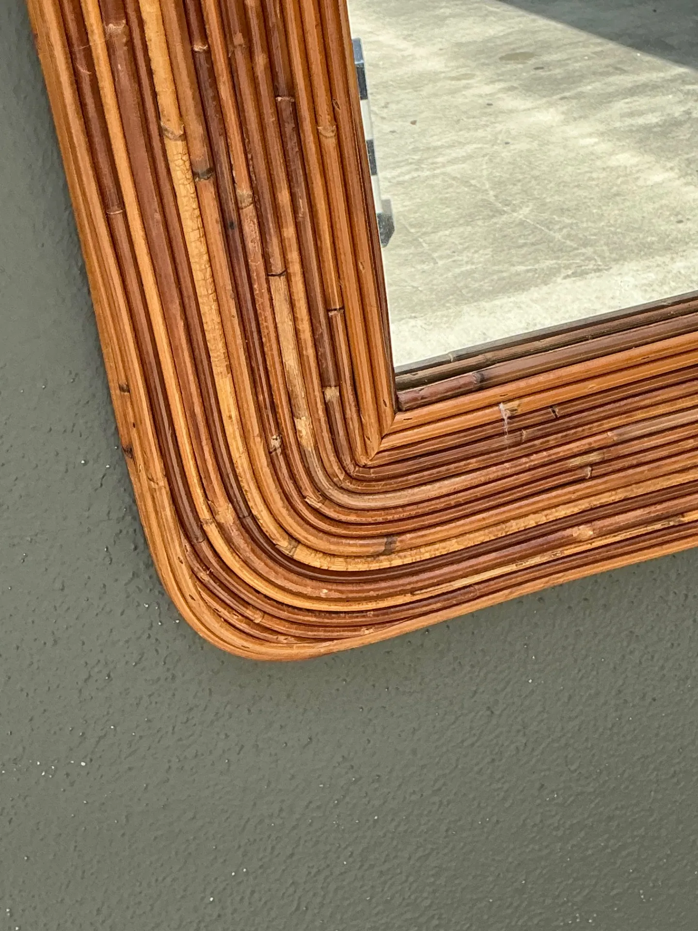Vintage Pencil Reed Mirror After Gabriella Crespi — additional photo 3