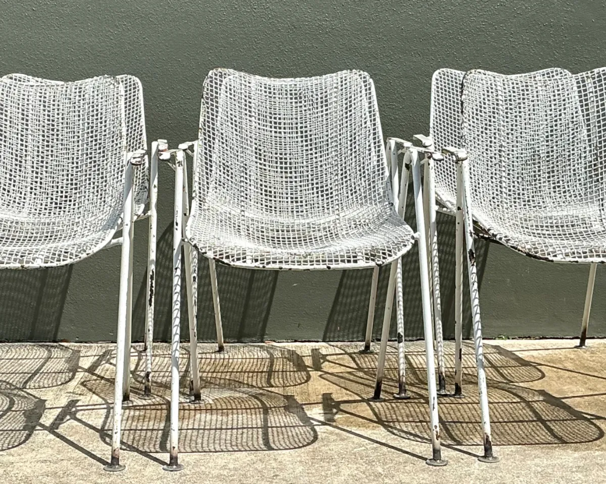 Vintage MCM Russell Woodard Wire Mesh Patio Chairs - Set of 6 — additional photo 5