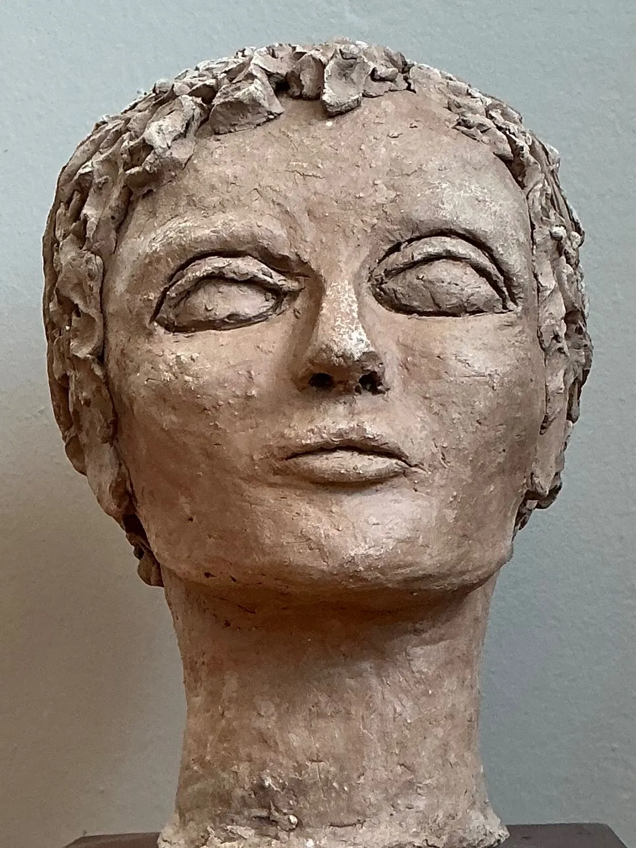 Vintage Plaster Head Sculpture on Wood Base - Plaster, 7W x 13.25H — additional photo 1