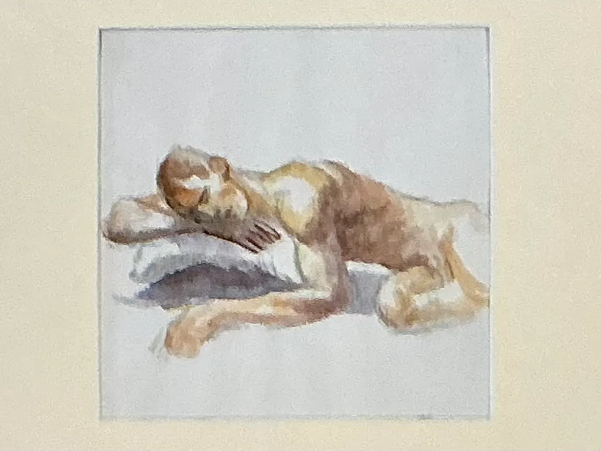 Vintage Original Figurative Watercolor In Mat — additional photo 5