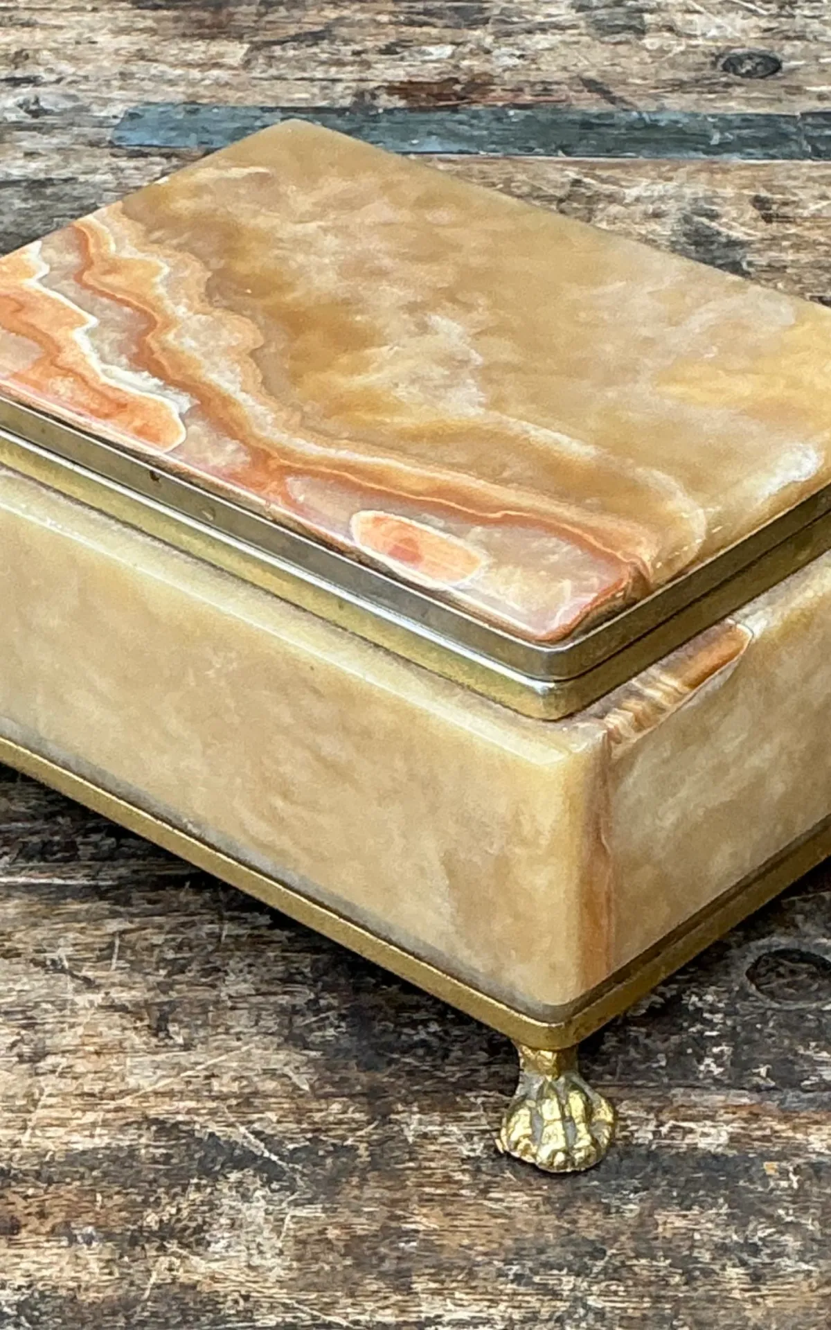 Vintage Onyx and Brass Footed Box — additional photo 2